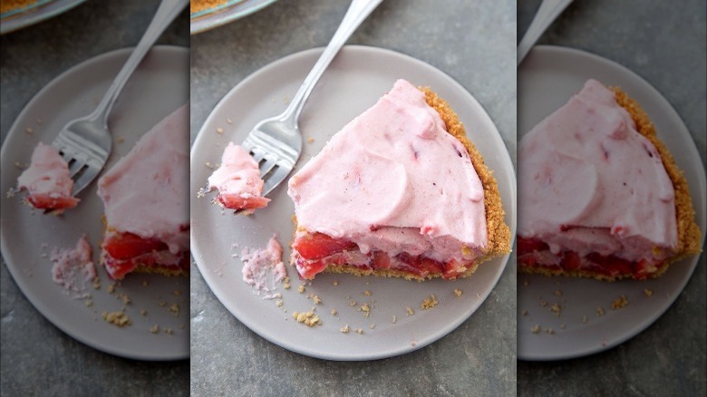 slice of strawberry chiffon pie