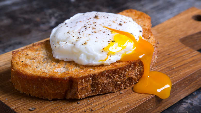 A poached egg on a slice of toast