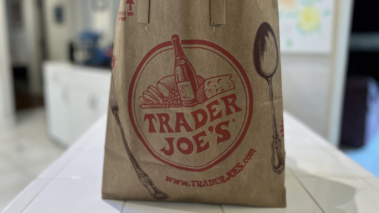 paper shopping bag with trader joe's logo
