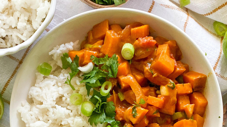 sweet potato curry in bowl 