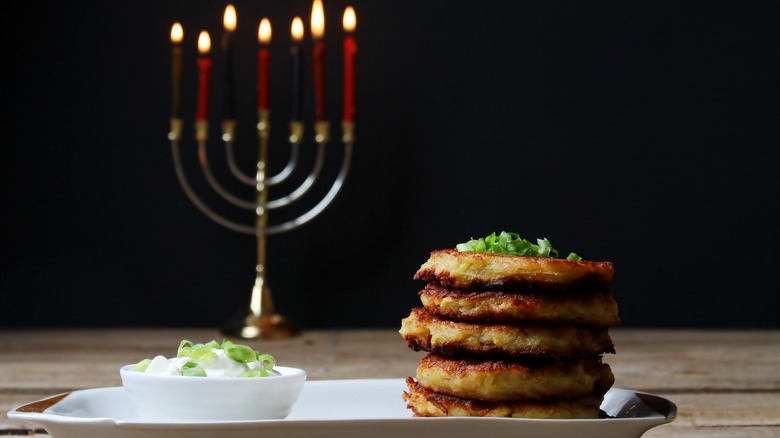 latkes with menorah