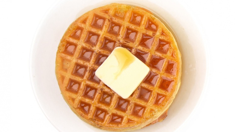 Waffle with syrup and butter