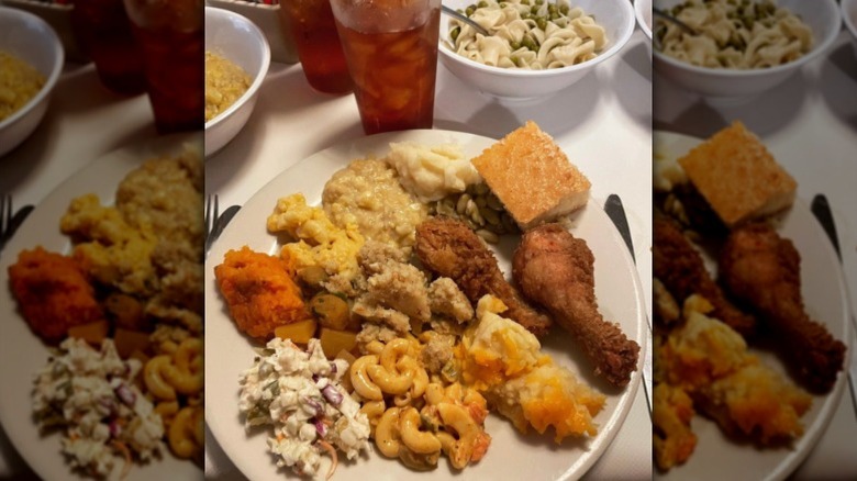 Plate of fried chicken and sides from Mrs. Wilkes' Dining Room