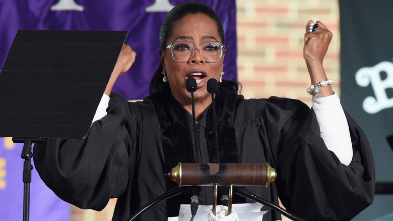 Oprah Winfrey snacks on jicama