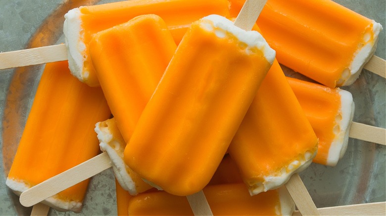 Orange cream bars on metal platter