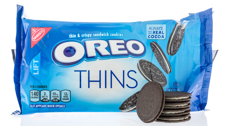 A packet of OREO Thins cookies