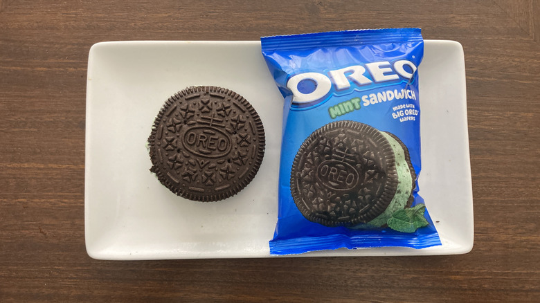Oreo mint ice cream sandwich