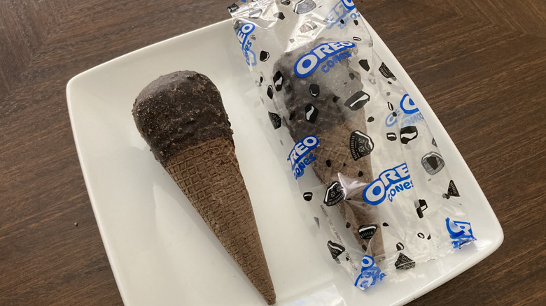 Oreo cones on white plate