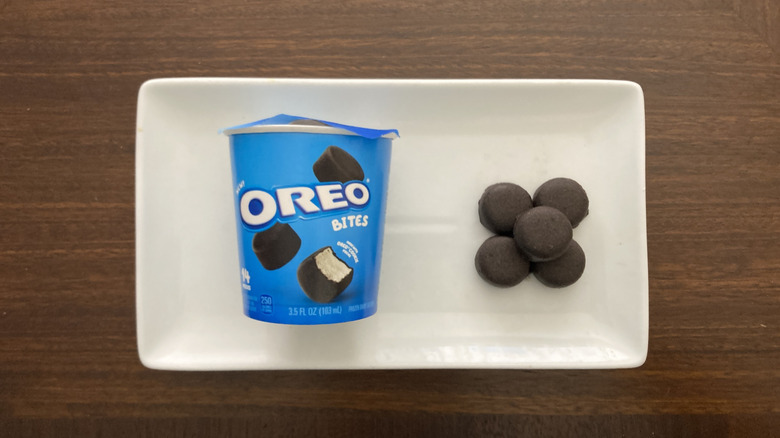 Oreo ice cream bites on tray