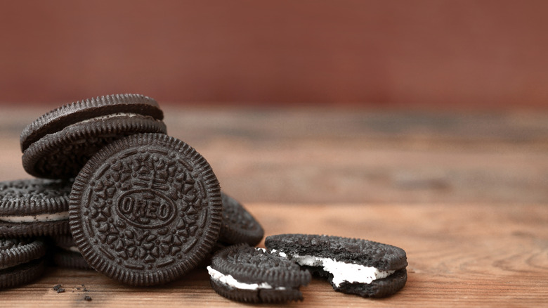 Oreo cookies on table