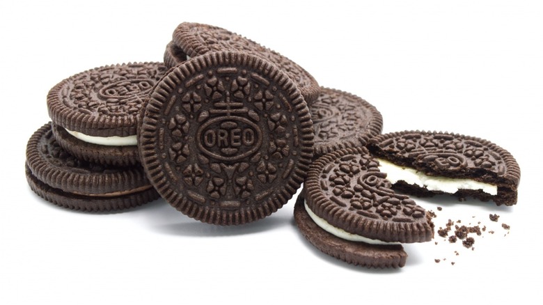 Oreos in front of white backdrop