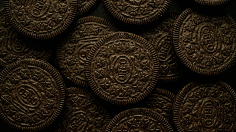 pile of Oreo cookies closeup