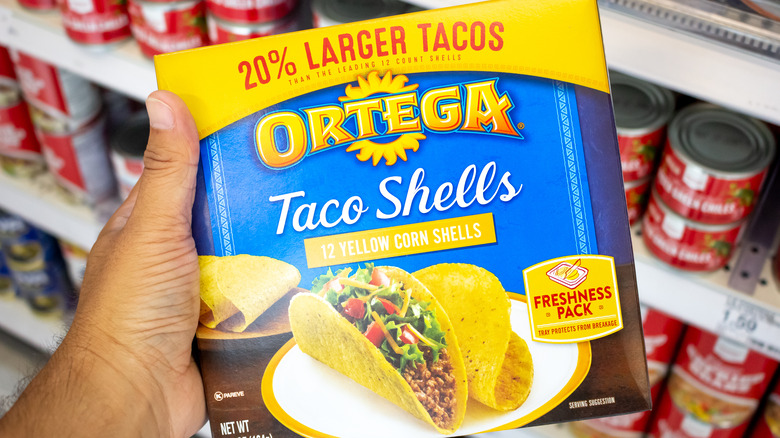 Ortega taco shelves in market