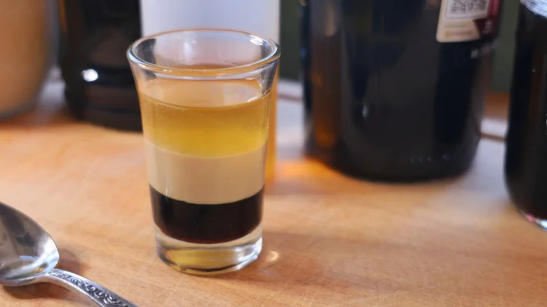 Layered Alaskan Duck Fart Shot in a shot glass