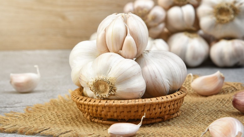 Basket of garlic cloves