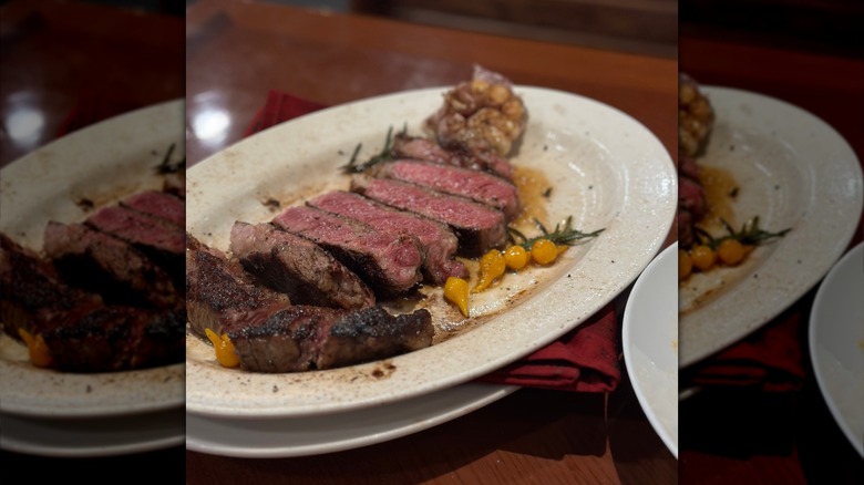 Outback steak sliced on a plate