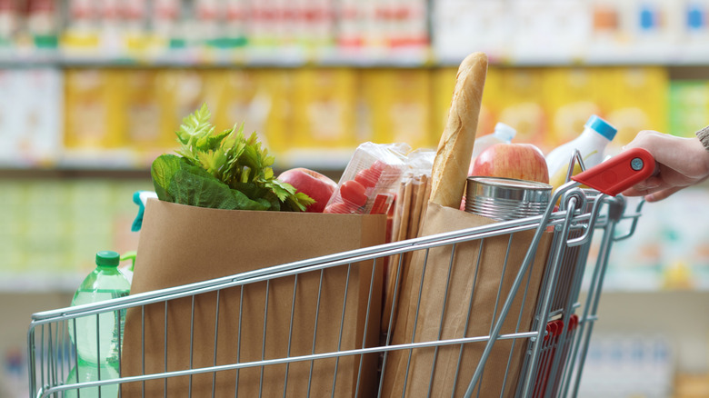 Person pushing grocery cart