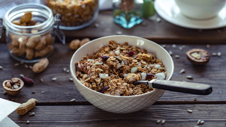 granola in bowl on table