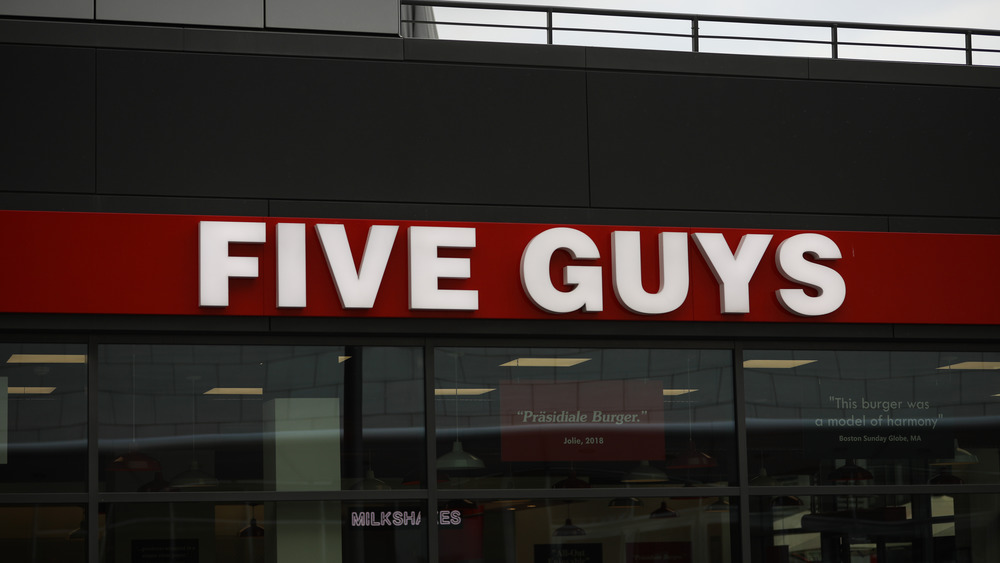 Outside a Five Guys location