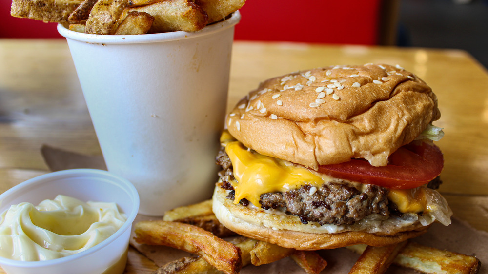 A burger from Five Guys