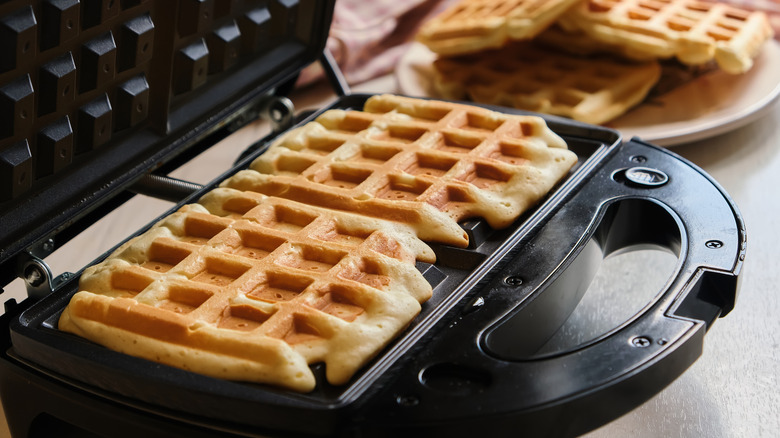 waffles in waffle iron