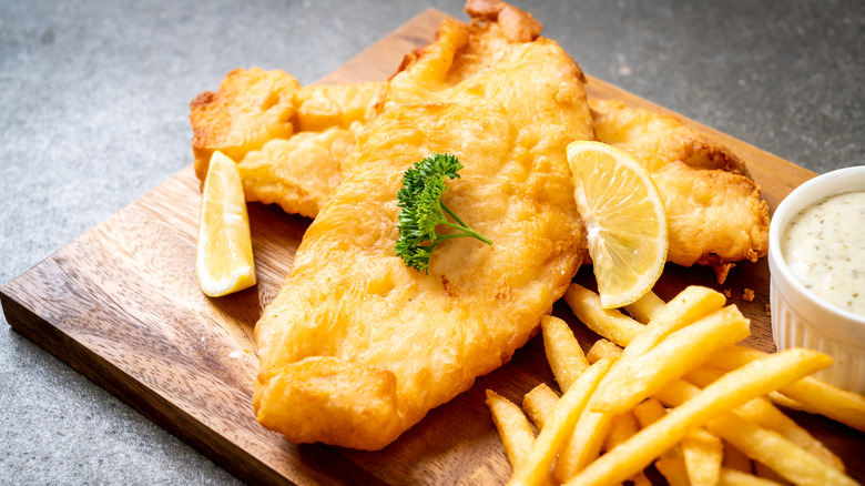 Fried fish with fries