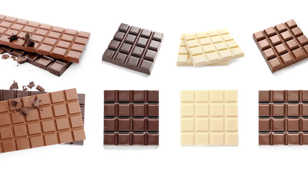 Milk, dark, and white chocolate bars