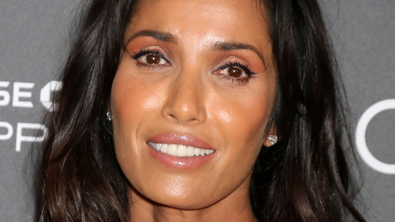 Padma Lakshmi smiles in closeup 