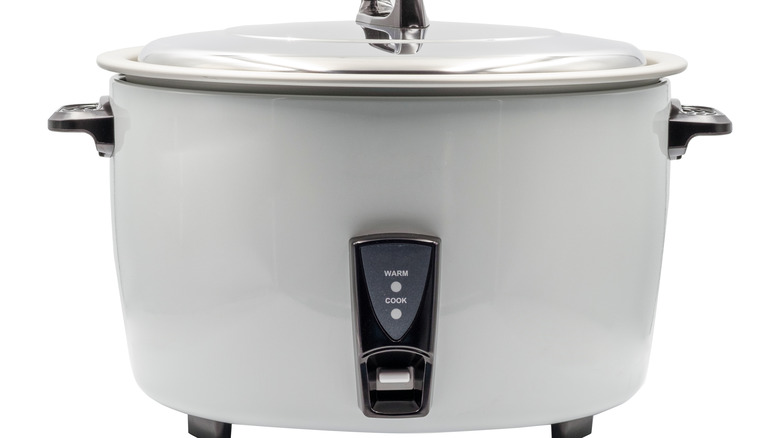 Close up of white slow cooker