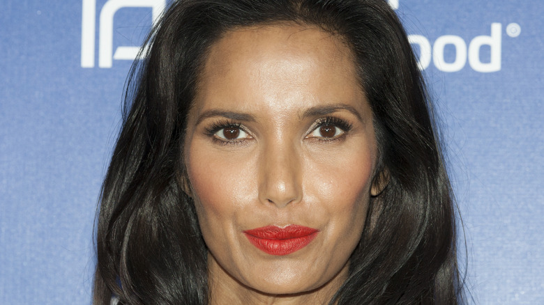 Padma Lakshmi in red lipstick