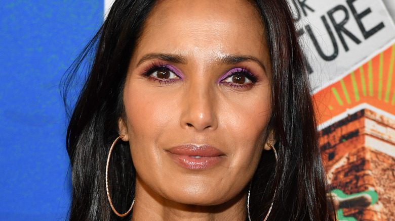 Padma Lakshmi with hoop earrings