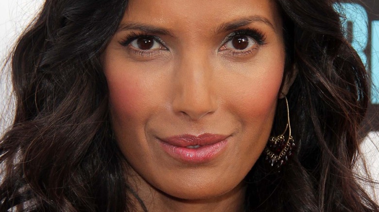 Padma Lakshmi smiling with hair down