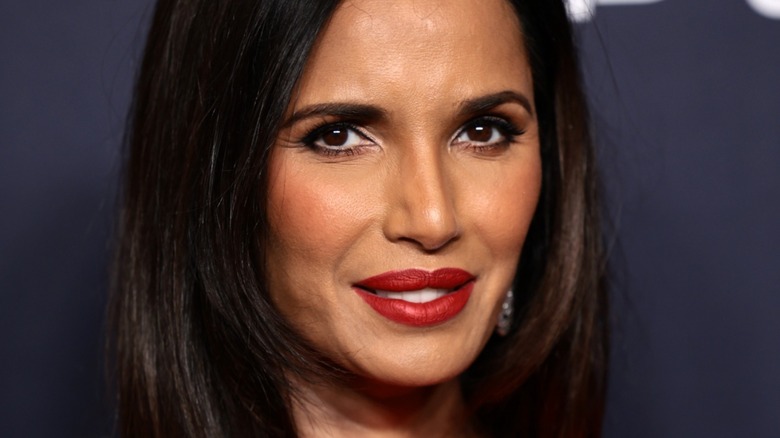 Padma Lakshmi wearing red lipstick