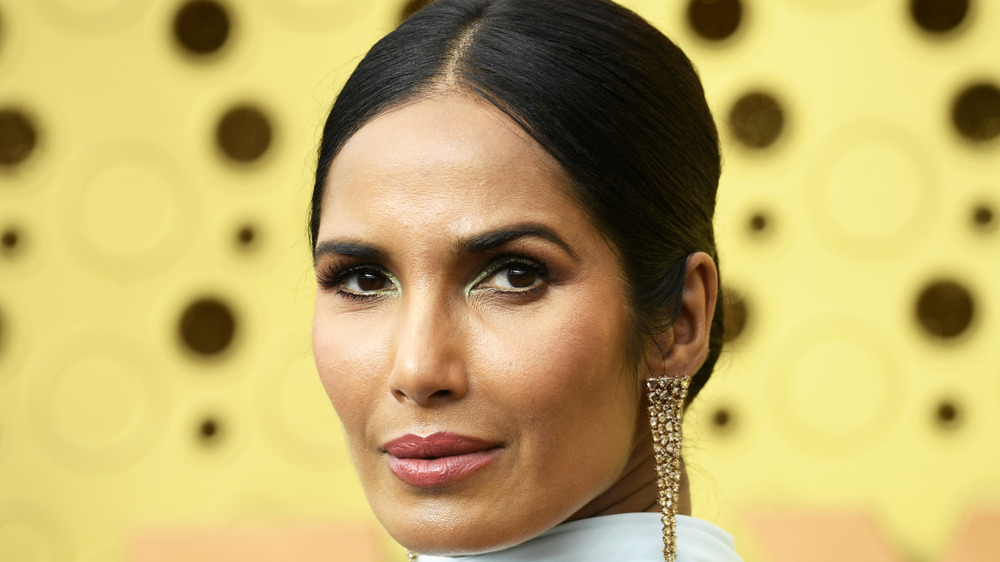 Padma Lakshmi with dangling earrings