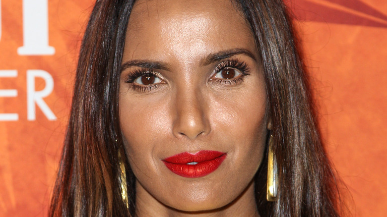 Padma Lakshmi in red lipstick