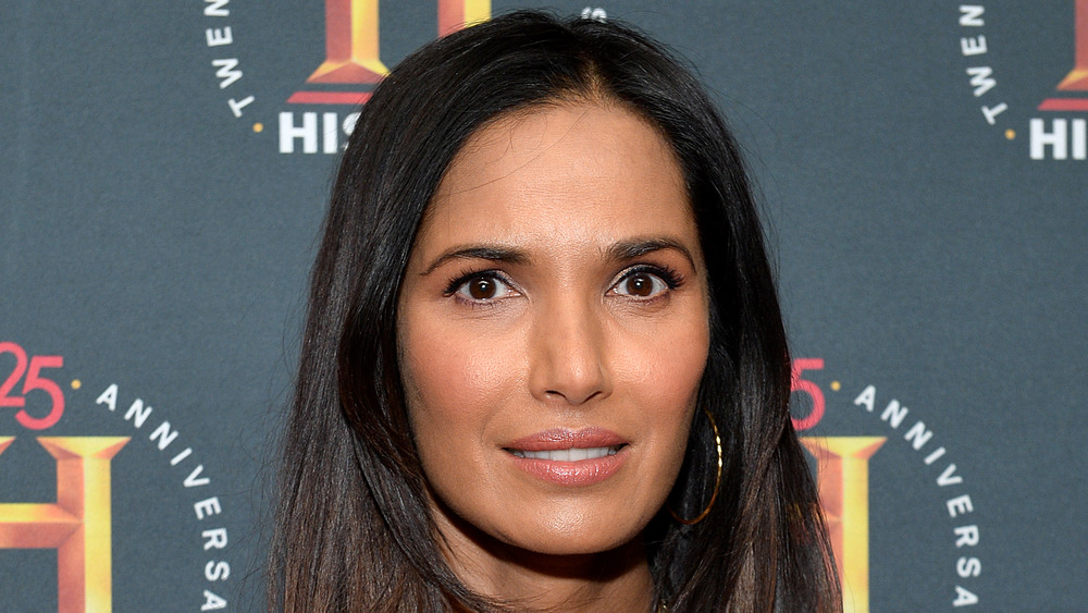 Padma Lakshmi in hoop earrings