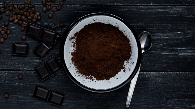 Bowl of dark cocoa powder
