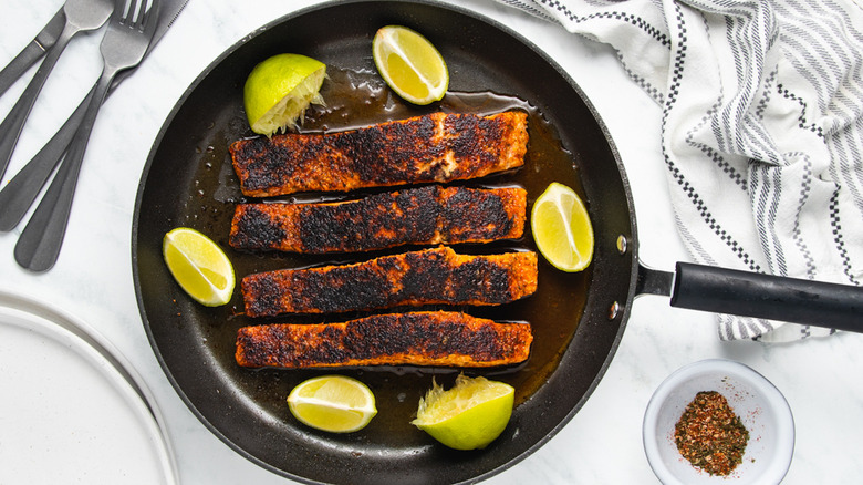 Pan-seared blackened salmon