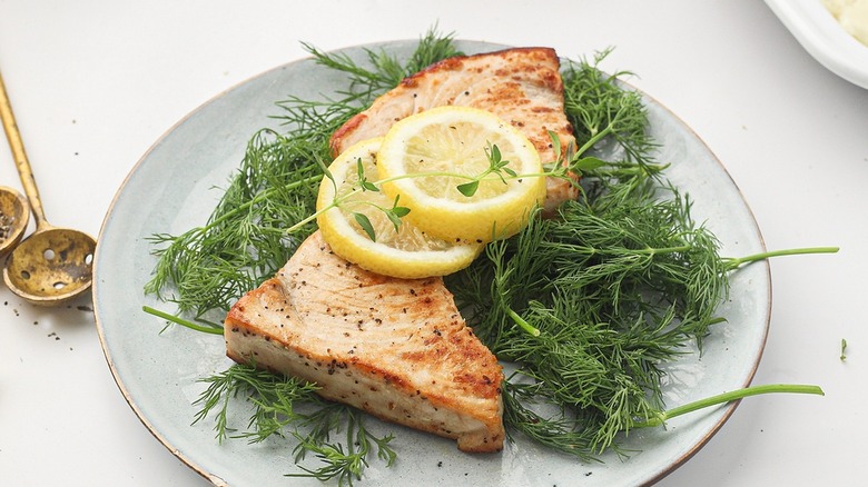 pan-seared swordfish with lemon