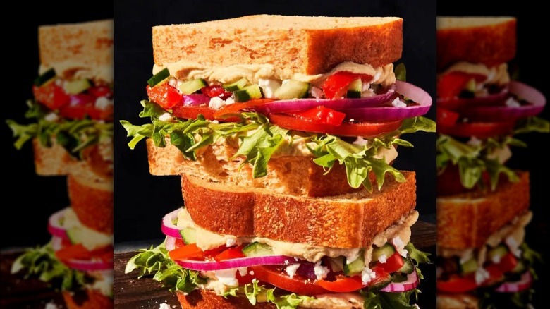 panera mediterranean veggie sandwich stack