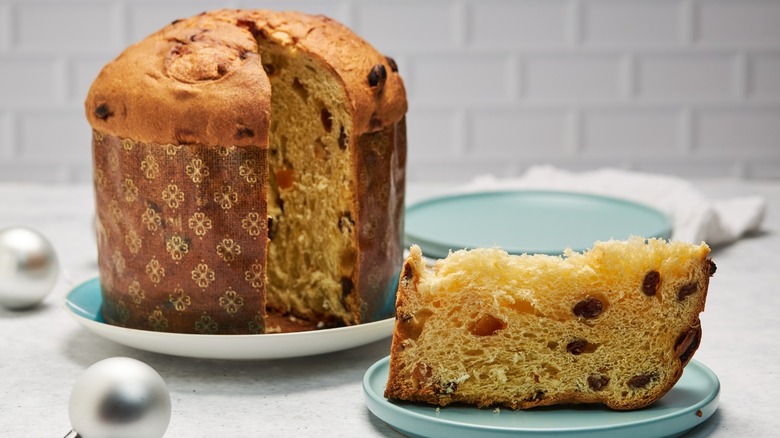 panettone loaf and slice