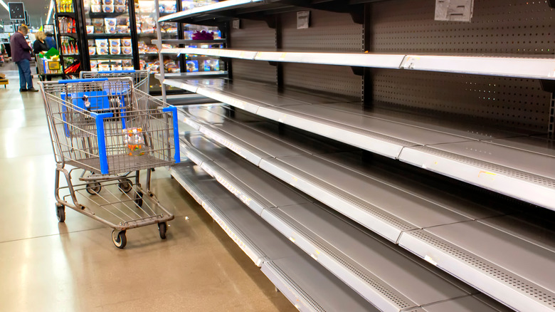 Empty grocery store shelves