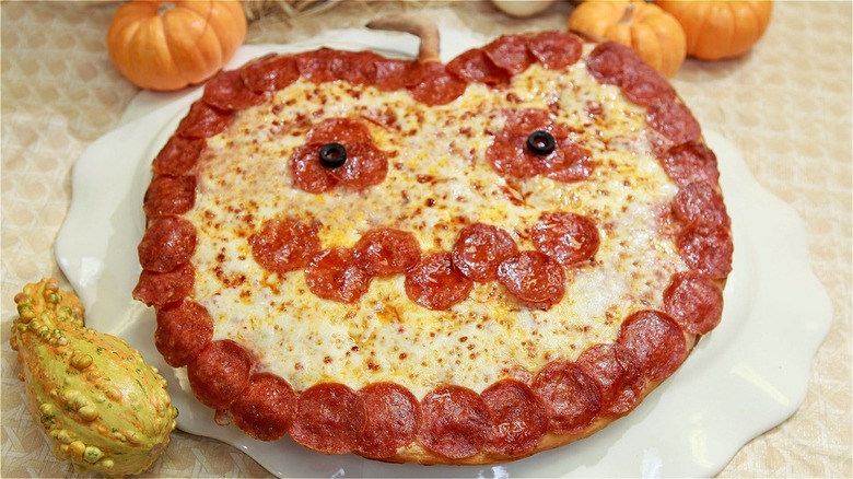 Pumpkin-shaped pizza from Papa John's