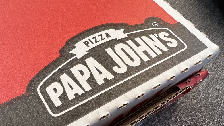 Papa John's pizza box closeup