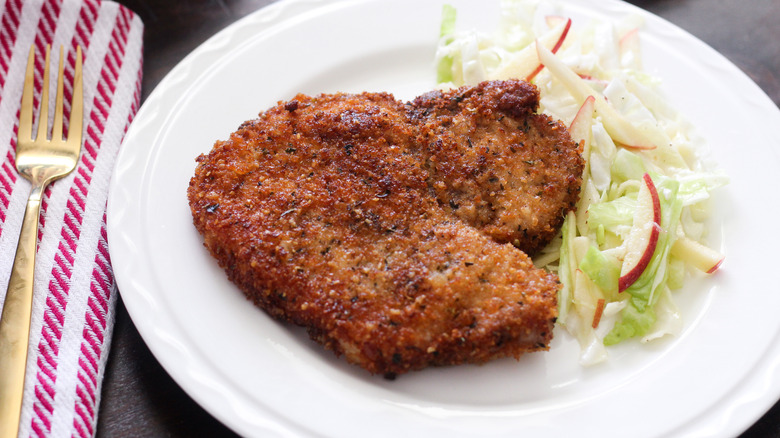 crispy pork chop with slaw