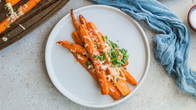 plate of parmesan roasted carrots