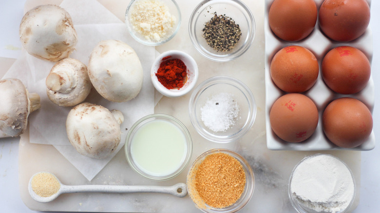 ingredients for parmesan fried mushrooms