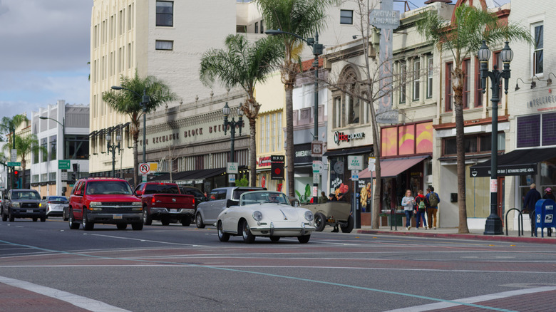 Busy street in Downtown Pasadena, California.
