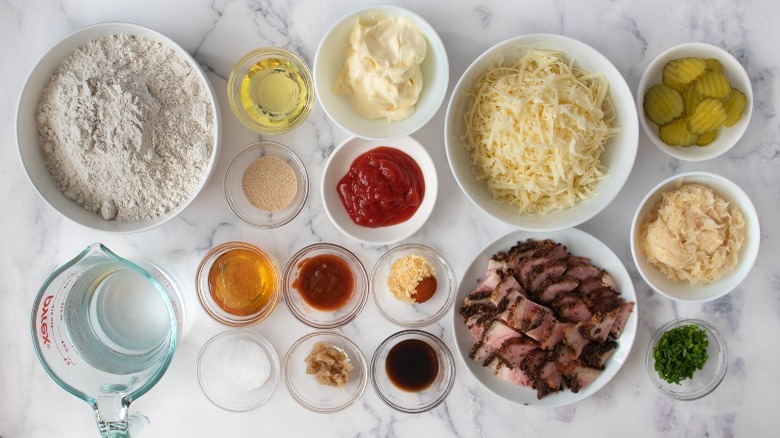 ingredients for pastrami reuben pizza