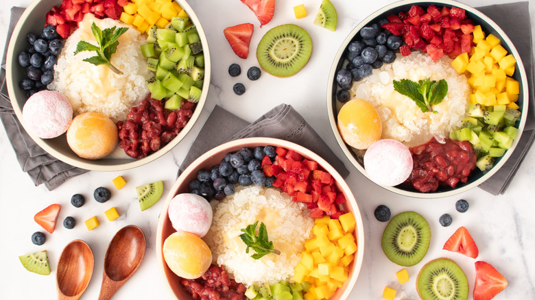 Korean shaved ice dessert bowls